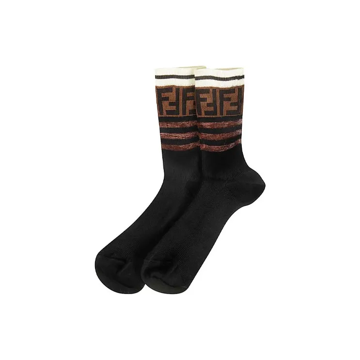 FENDI Mid-Calf Socks Unisex 1 Pack Black-0