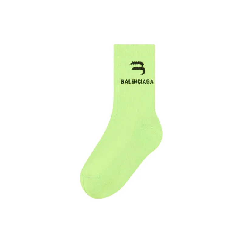 Balenciaga Sporty B Tennis Socks 'Lemon/Black'-0