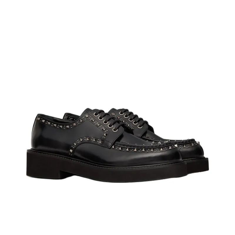 Valentino Garavani Rockstud Lace Up Derby Shoes-2