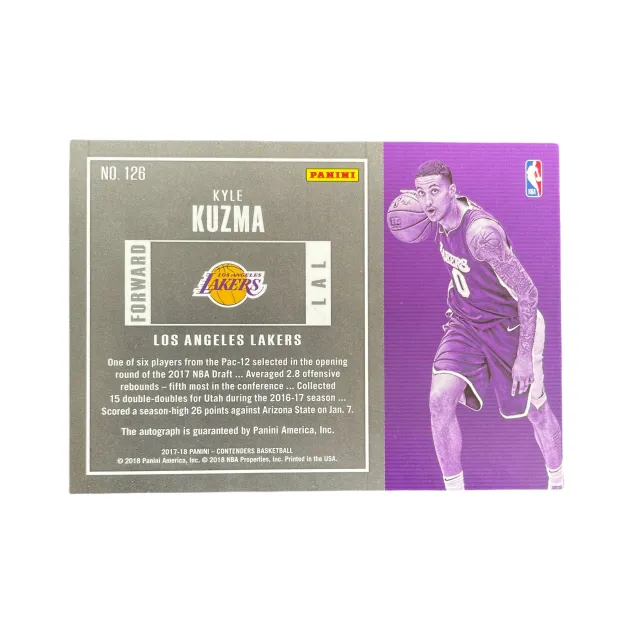 PANINI 2017 18 Kyle Kuzma RC Ball Game Ticket Rising Stars Lakers Kuzma Signature Card Autograph Sports Cards 1 Pc-1