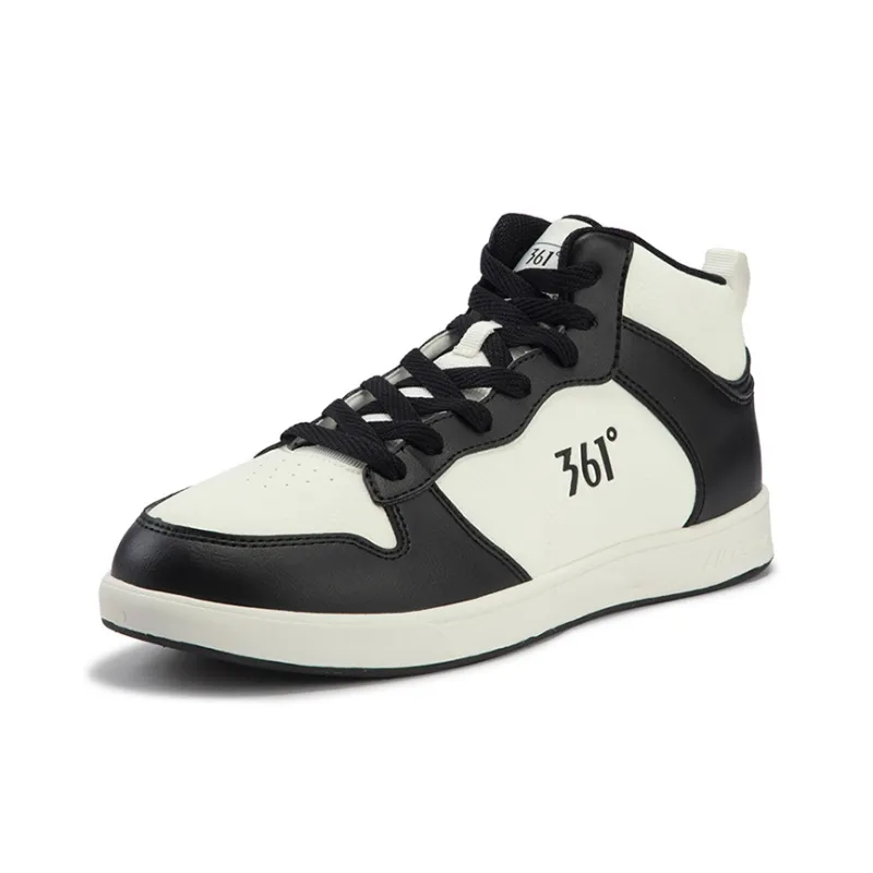 361° Air Force One Anti Slip Wear Resistant Mid Top Skateboard Shoes Men's Obsidian Black Feather White-1