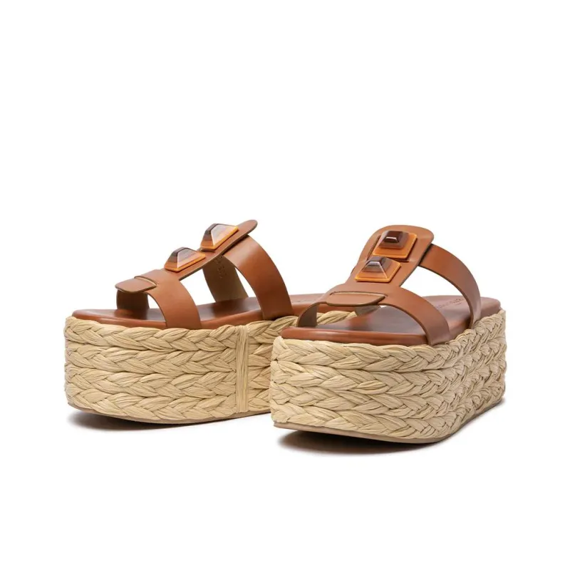 SARTORE Slide Slippers 7cm Women's Brown-2