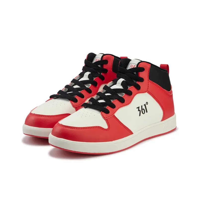 361° Air Force One Anti Slip Wear Resistant Mid Top Skateboard Shoes Men's Sparrow Flower Red-2