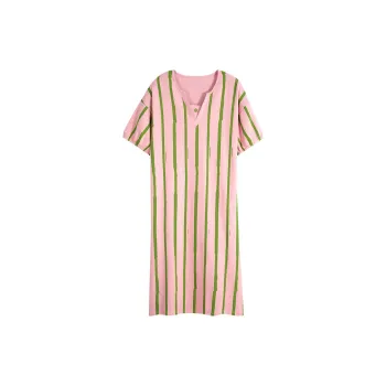 MIIOW Nightgown Women's Pink Green Stripes