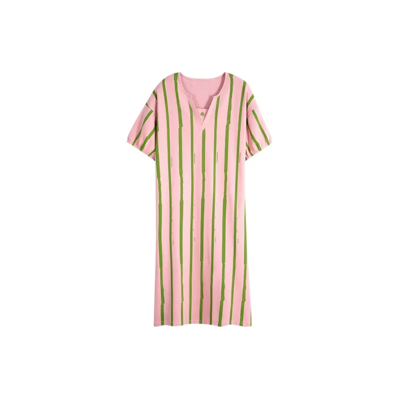 MIIOW Nightgown Women's Pink Green Stripes-0