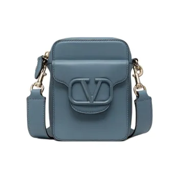 Valentino Locò Calfskin Crossbody Bag Shoulder Bag Small Size Men's Haze Blue