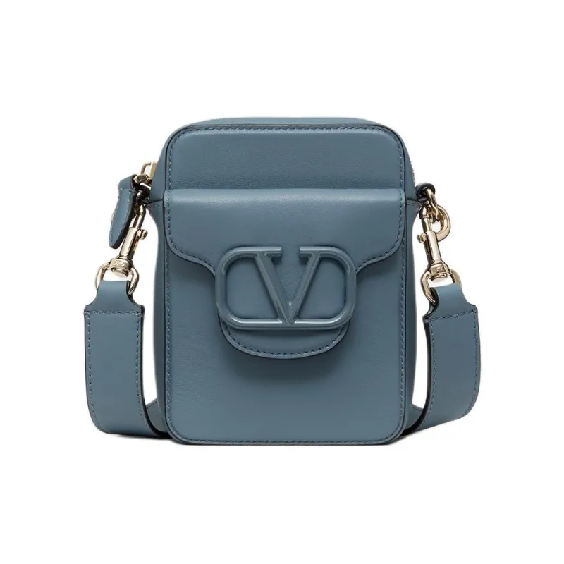 Valentino Locò Calfskin Crossbody Bag Shoulder Bag Small Size Men's Haze Blue-0
