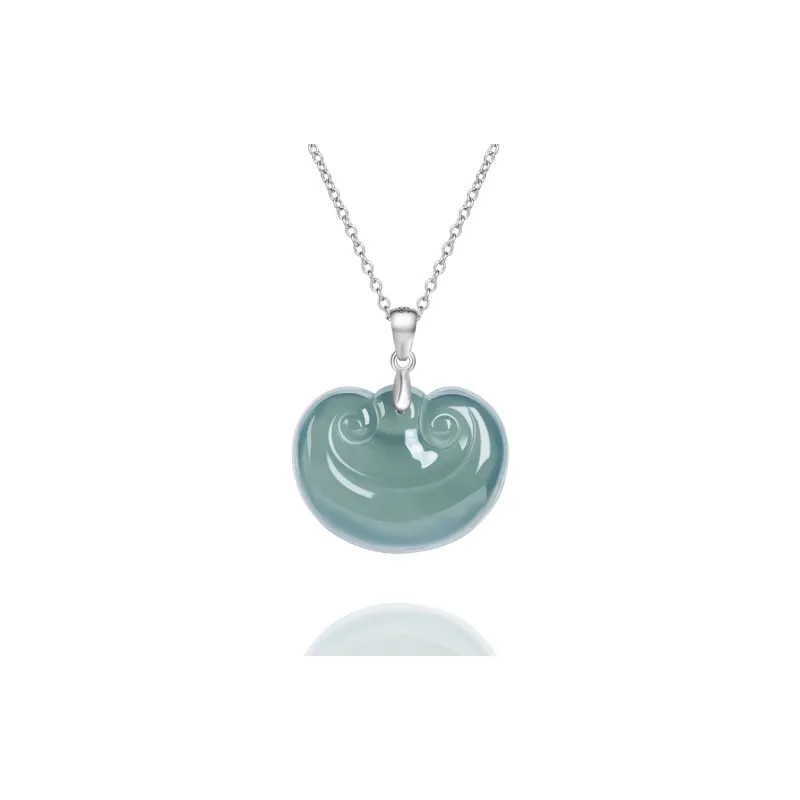 Long Fu Ice Glutinous Jadeite Necklace Vintage Classic Festive Accessory Women's-1