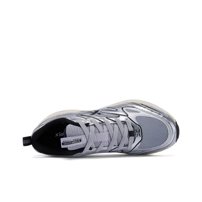 XTEP Cushioned Anti Slip Wear Resistant Breathable Lightweight Low Top Casual Shoes Men's Ash Gray Silver Black-2
