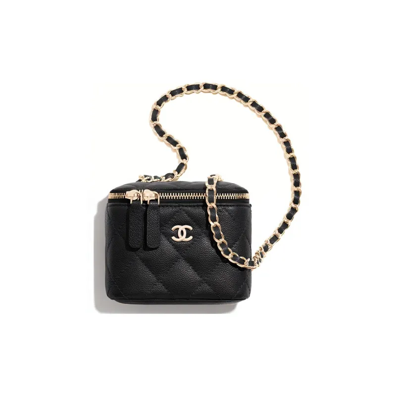CHANEL 22c Early Spring Grain Embossed Cow Leather Crossbody Bags Mini Women's Black-0