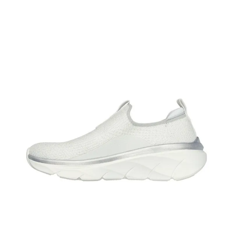 Skechers D'Lux Walker 2.0 Anti Slip Wear Resistant Low Top Casual Shoes Women's White Silver-1