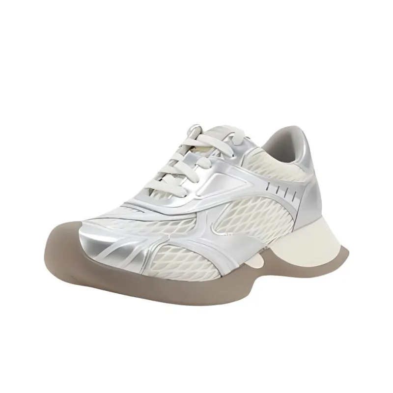 Teenie Weenie Breathable Low Top Casual Shoes Women's Beige Silver-1