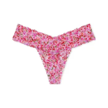 Victoria's Secret The Lacie Lace Thong Panty / Delicate Violet Ditsy Floral Underpants Women's 1 Pack Pink