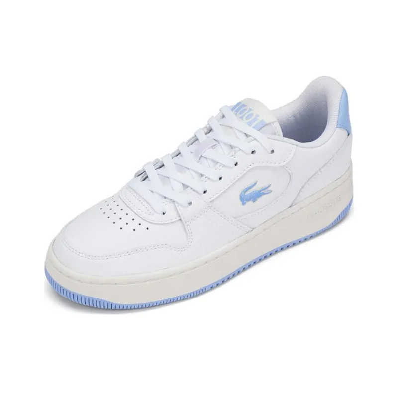 LACOSTE Wear Resistant Low Top Skateboard Shoes Women's Ecru Light Blue-1