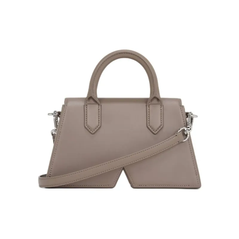 KARL LAGERFELD Recycled Leather Shoulder Bag, Crossbody Bag, Handbag Trumpets Women's Gray White-2