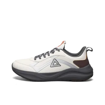 PEAK Cushioning, Slip Resistant, And Abrasion Resistant Casual Running Shoes Men's Canvas White Dark Gray