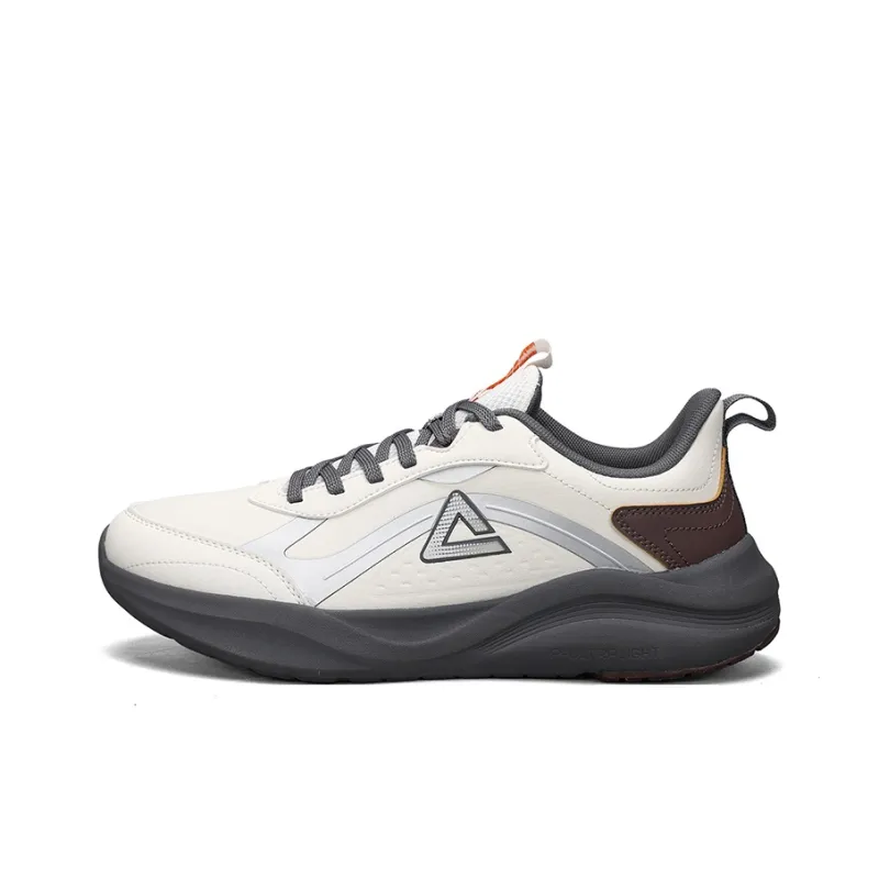 PEAK Cushioning, Slip Resistant, And Abrasion Resistant Casual Running Shoes Men's Canvas White Dark Gray-0