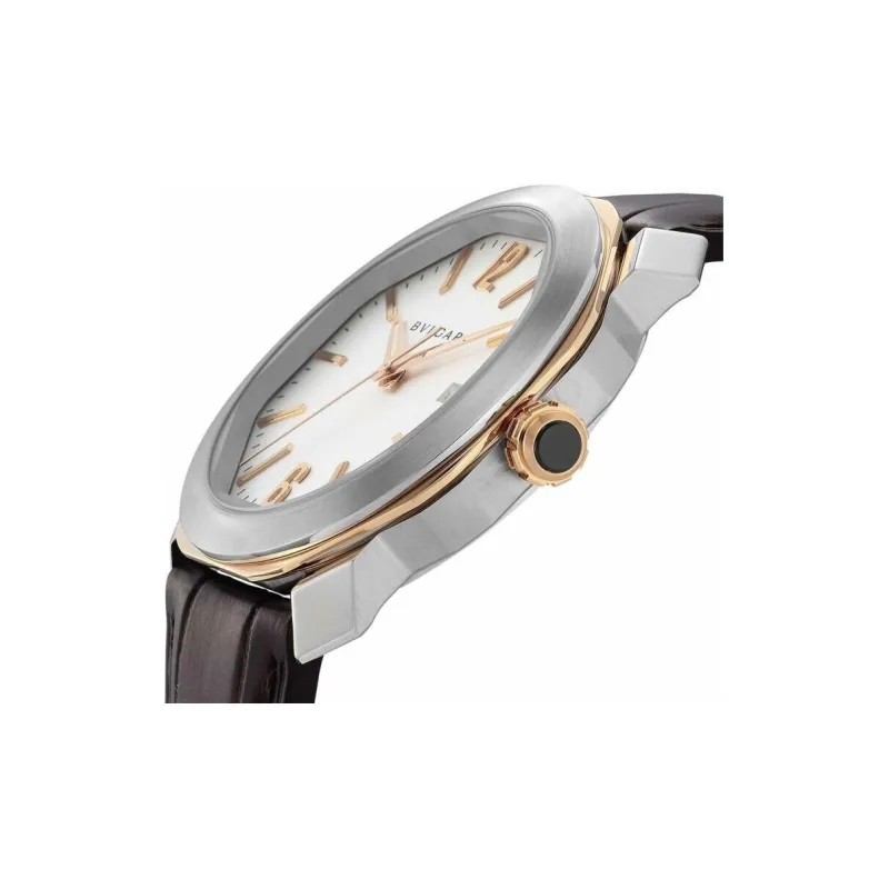 BVLGARI Wrist Watch Automatic Mechanical Movement Leather Watch Bands 41mm White Dial Men's Watches-2
