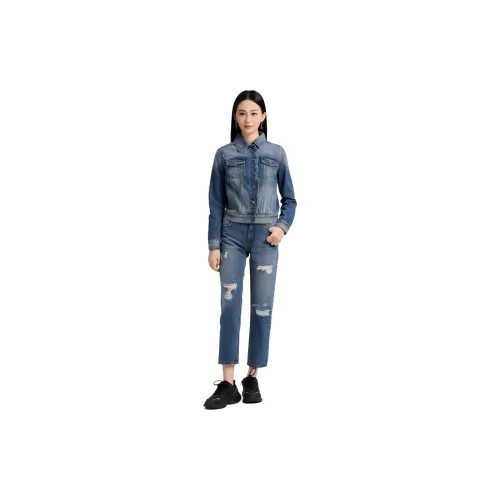 Blood Glitter Denim Jackets Women's Blue