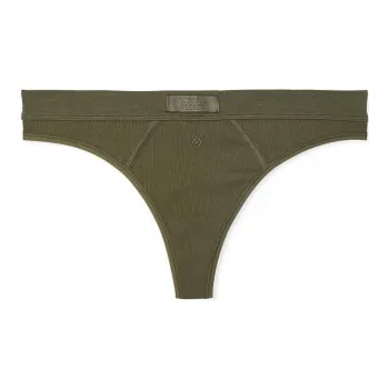 Victoria's Secret Cotton Logo Cotton Thong Panty/Casual Olive Underpants Women's 1 Pack Green