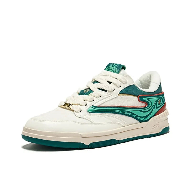 Erke Admiral Of The Five Tigers Skateboard Shoes Men Low Top Microcrystal White Deep Marsh Color-2