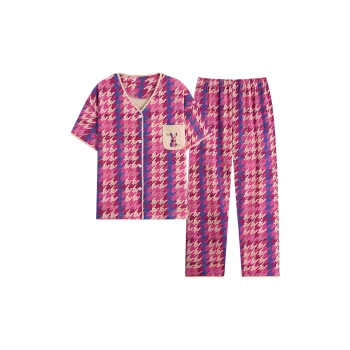 MIIOW Cool One Summer Series Pajama Set Women's Rainbow Houndstooth