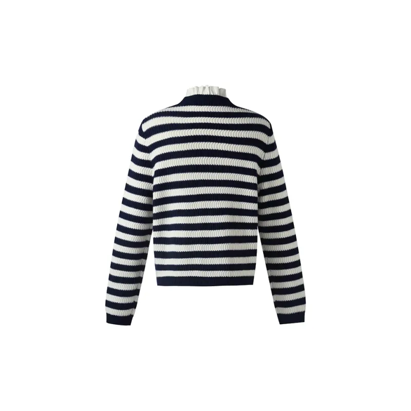 GOELIA Sweater Women's Blue White Striped-1