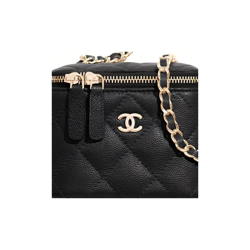 CHANEL 22c Early Spring Grain Embossed Cow Leather Crossbody Bags Mini Women's Black-4