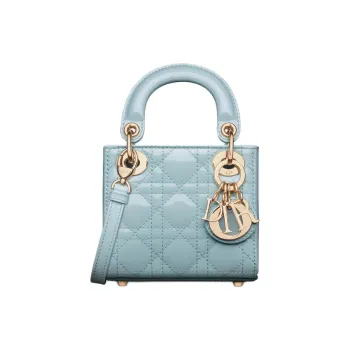 DIOR Lady Dior Patent Leather Cow Leather Patchwork Shoulder Bag Crossbody Bag Handbag Extra Mini Women's Space Blue