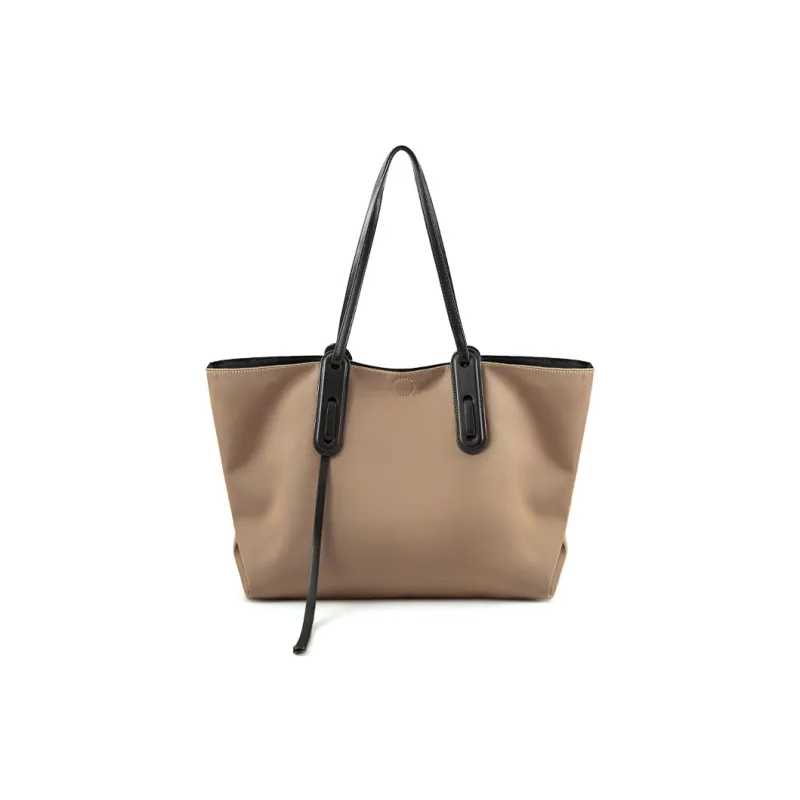 Vigno Synthetic Leather Tote Bag, Shopping Bag, Handbag, Shoulder Bag Women's Khaki/Black-0