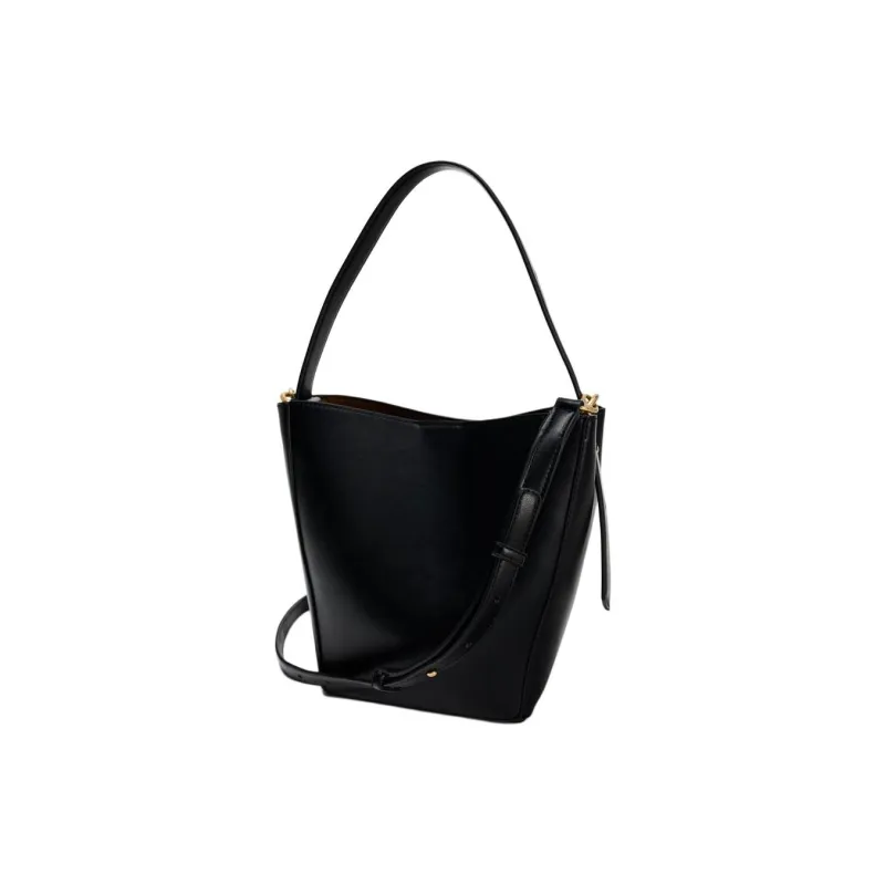 ZARA Polyurethane Bucket Bag, Handbag, Shoulder Bag Women's Black-5