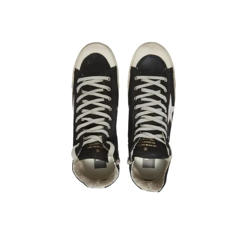 Golden Goose High Top Stylish Skateboarding Shoes Canvas Shoes Men's Black Vintage Version-4