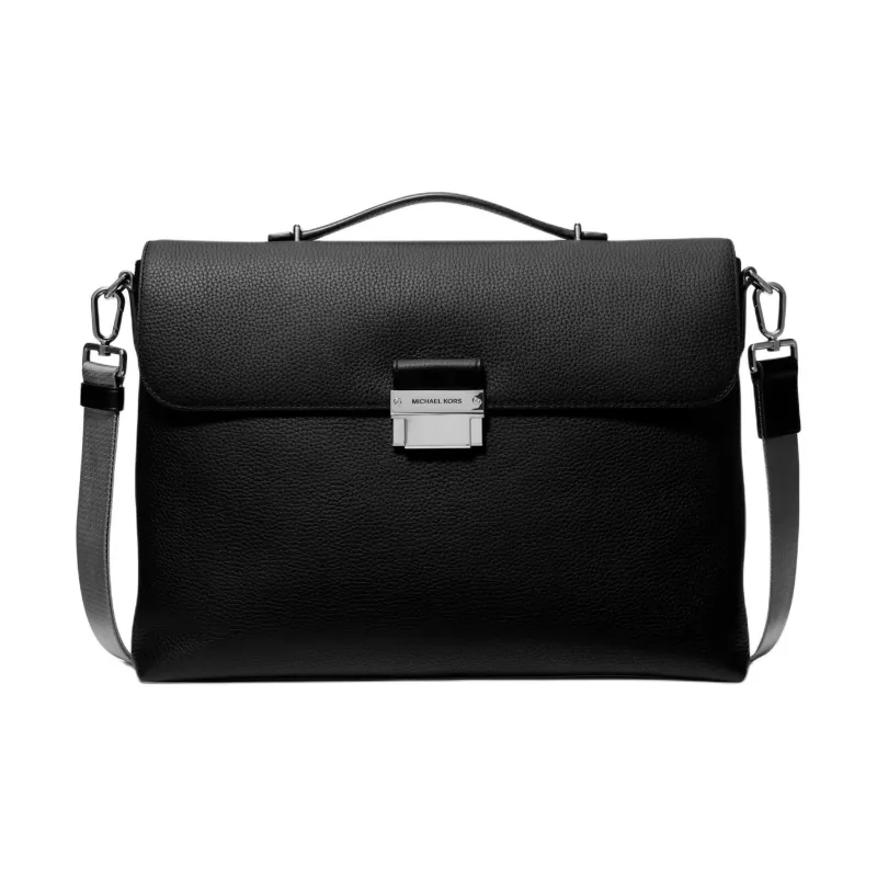 MICHAEL KORS Hudson Cow Leather Crossbody Handbag, Briefcase Men's Black-0