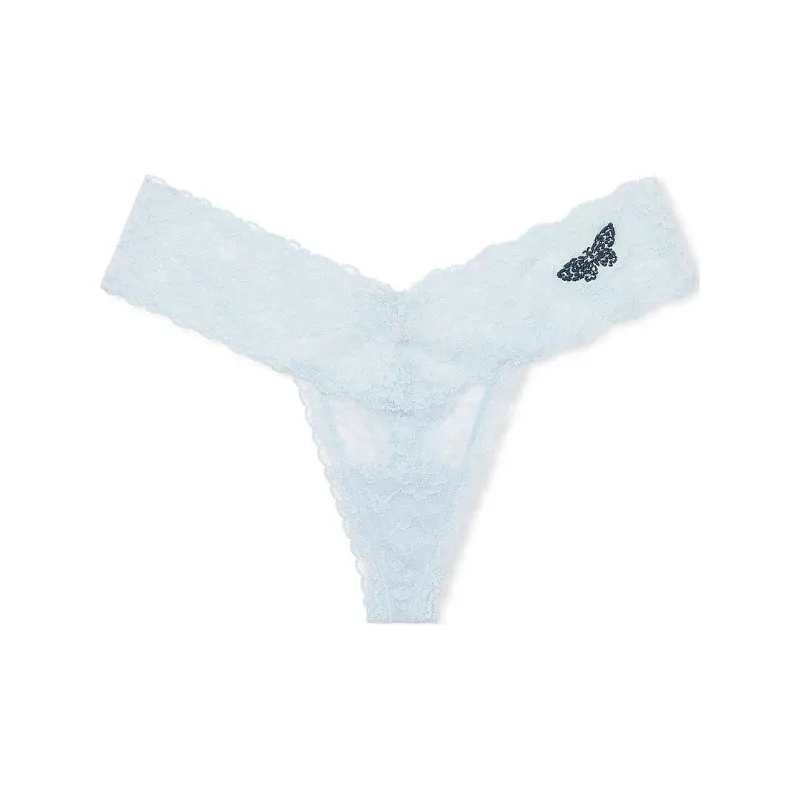 Victoria's Secret The Lacie Lace Thong Panty / Light Blue Butterflies Underpants Women's 1 Pack Blue-0