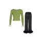 Avocado Green Top+Black Pants