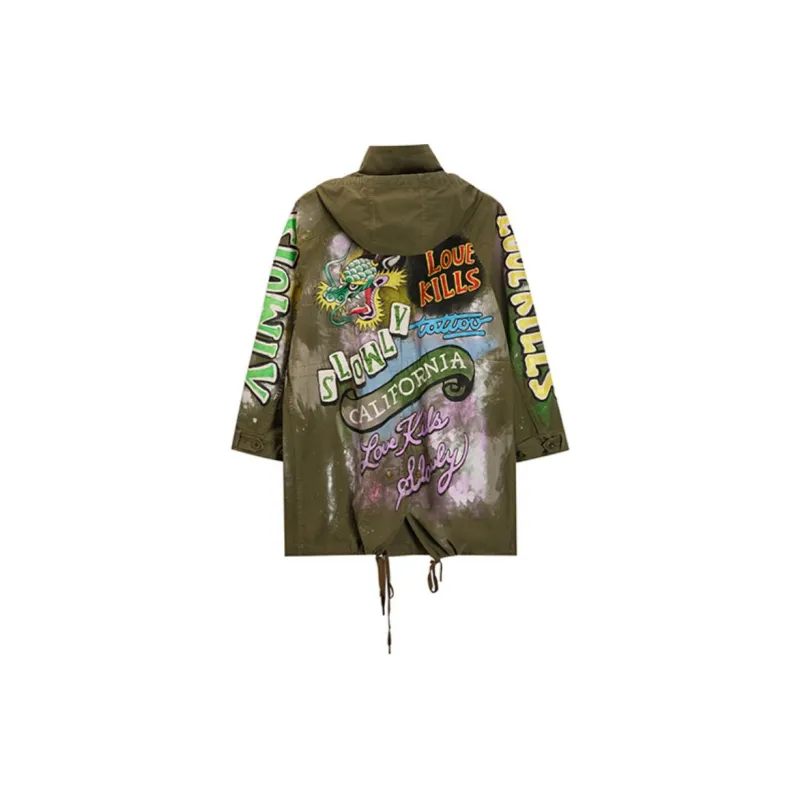 Ed Hardy FW24 Jackets Coats Women's Olive Green-1