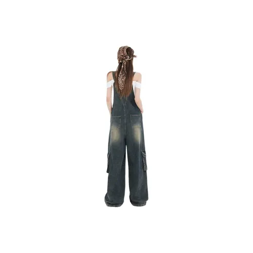 Rose Overalls Women's Vintage