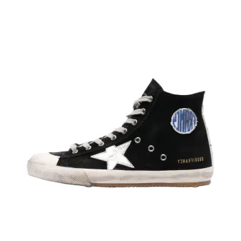 Golden Goose High Top Stylish Skateboarding Shoes Canvas Shoes Men's Black Vintage Version