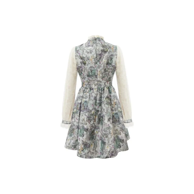 LULUALWAYS Long-Sleeved Dresses Women's Green-1