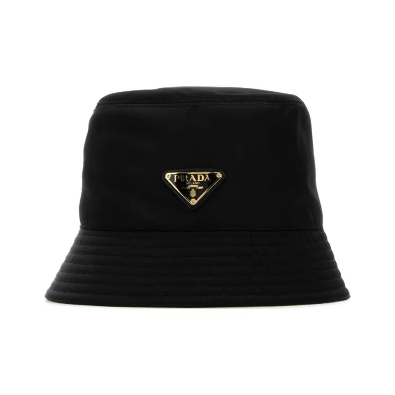 PRADA Recycled Nylon Cotton Bucket Hats Women's Black-1
