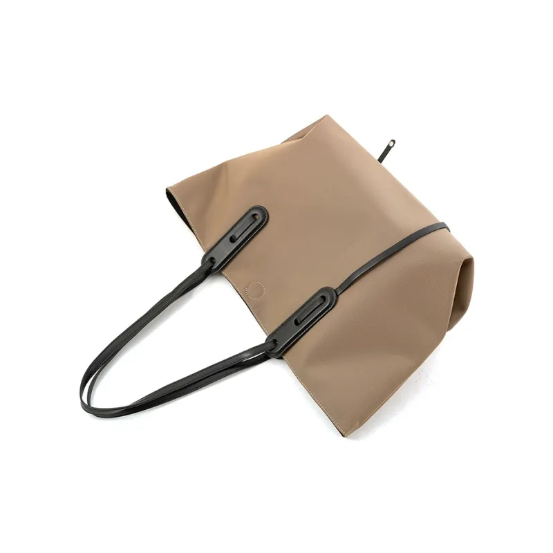 Vigno Synthetic Leather Tote Bag, Shopping Bag, Handbag, Shoulder Bag Women's Khaki/Black-5
