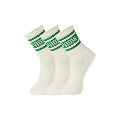PUMA Knee-High Socks Unisex 3 Pack White Green