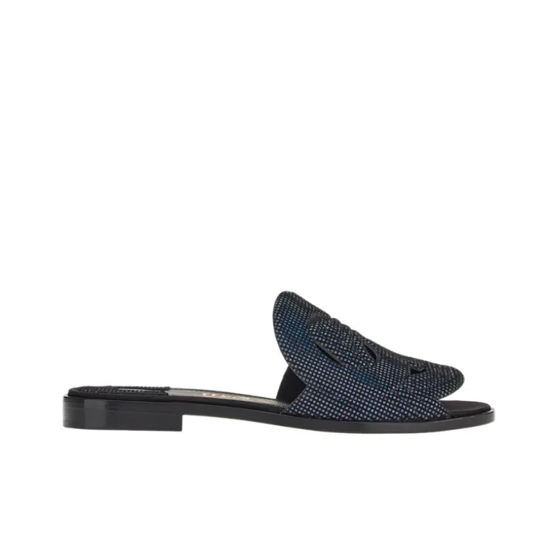 FERRAGAMO GANCINI Slide Slippers Women's Black-1
