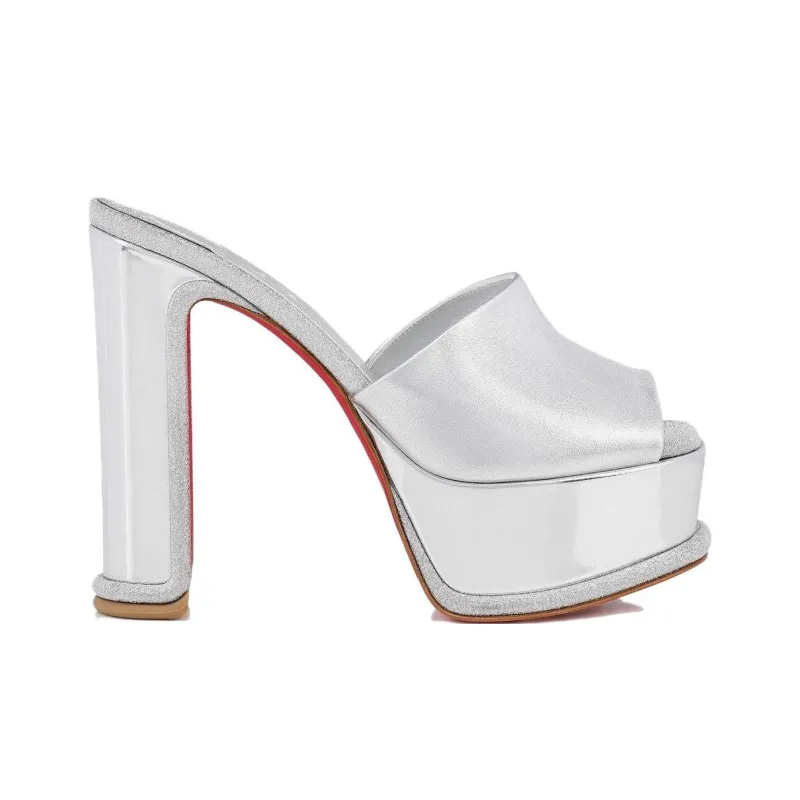 CL LUBOTING Amali Slide Slippers Women's Silver-1