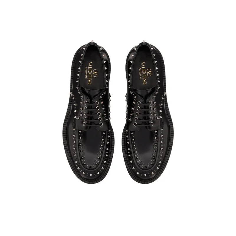 Valentino Garavani Rockstud Lace Up Derby Shoes-3