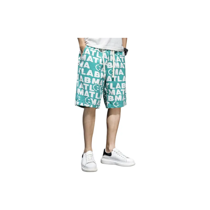 Tonlion Casual Shorts Men's White Green-1