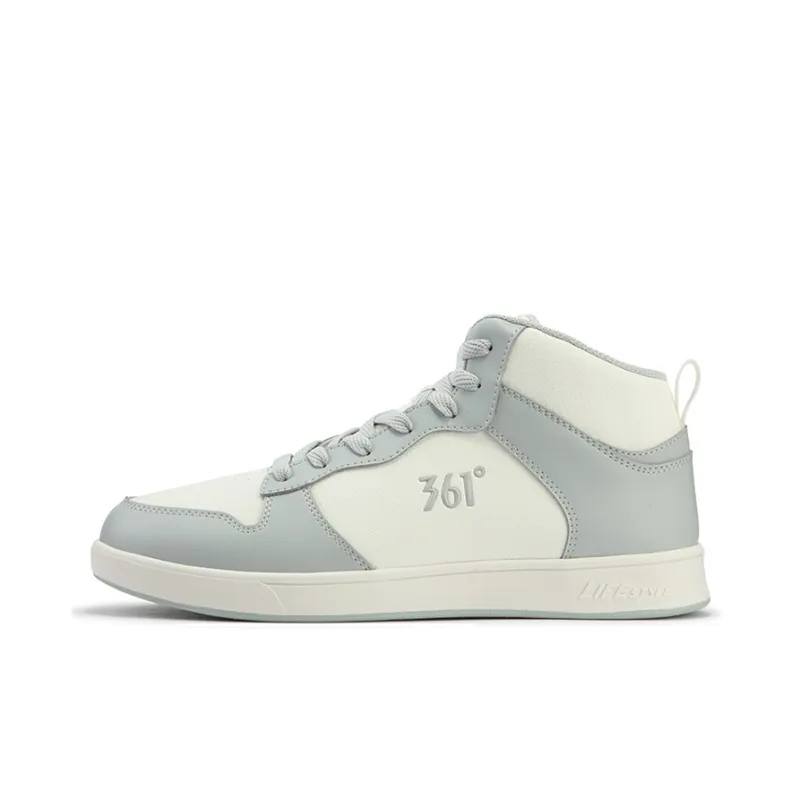 361° Air Force One Anti Slip Wear Resistant Mid Top Skateboard Shoes Men's White Gray-0