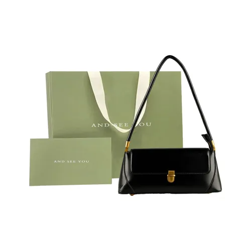 ANDSEEYOU Cow Leather Shoulder Bag Medium Size Women's Black/Coffee/Taro Pink