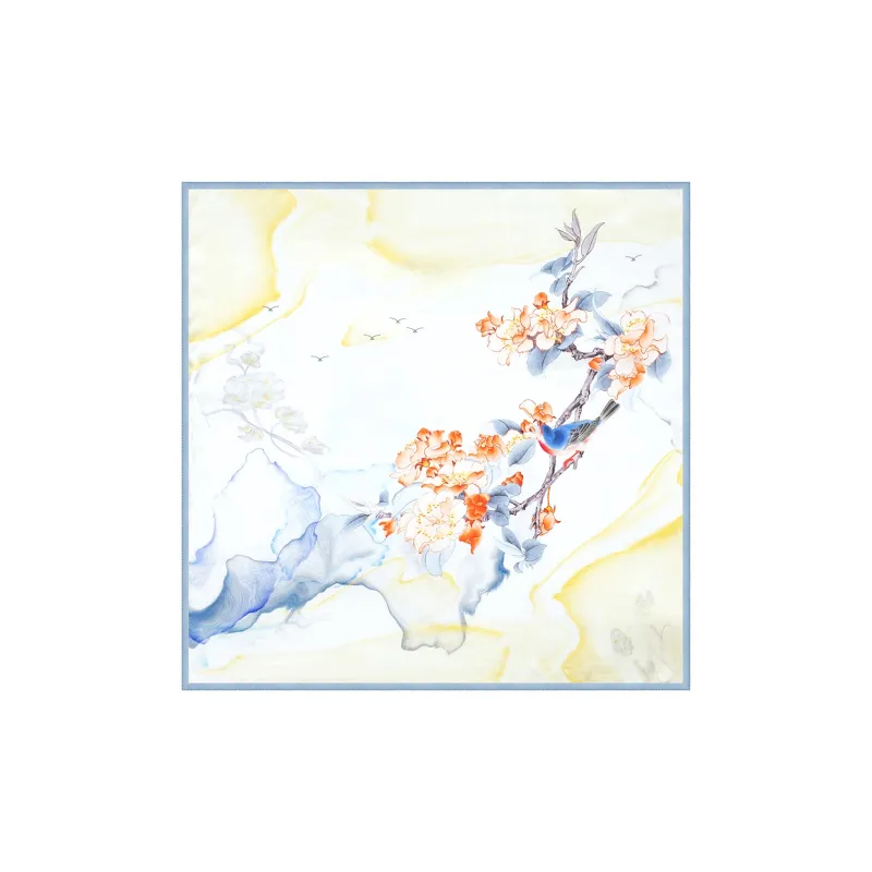 Shanghai Story 100% Mulberry Silk Silk Scarves Women's Patch Bamboo Leaf Flower Gift Box Set-24
