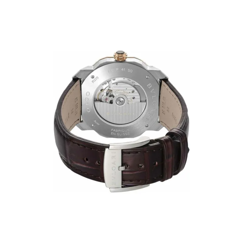 BVLGARI Wrist Watch Automatic Mechanical Movement Leather Watch Bands 41mm White Dial Men's Watches-1